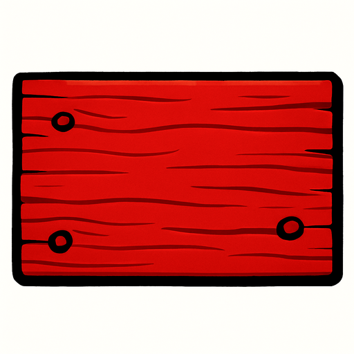 Rectángulo de madera color rojo.
In-Game asset.  2d.  High contrast.  No shadows