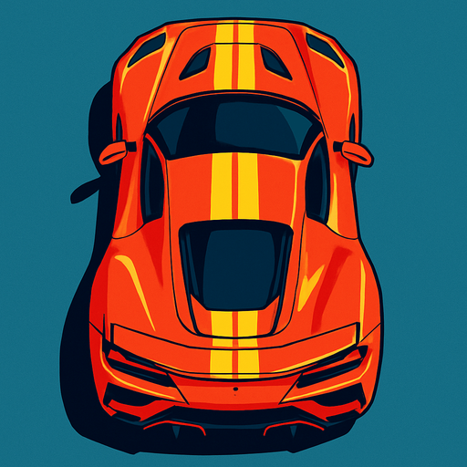 üstden çekilmiş super araba.
In-Game asset.  2d.  High contrast.  No shadows