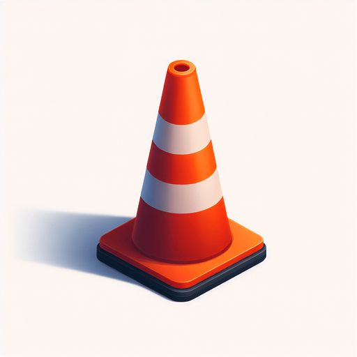 a orange road cone.
Single Game Texture. In-Game asset. 2d. Blank background. High contrast. No shadows.