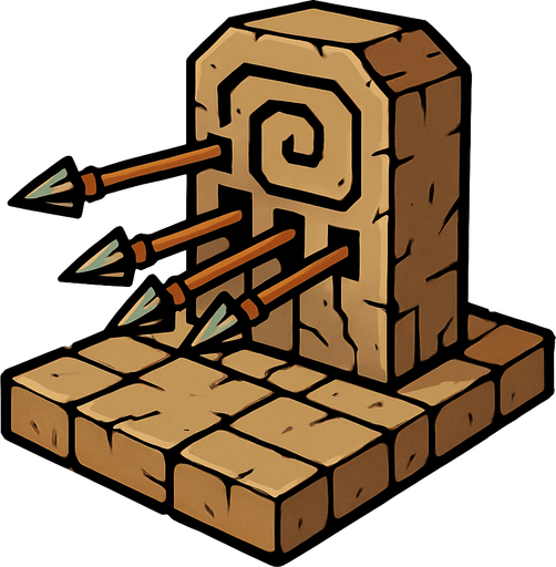 Ancient trap able to dispense arrows to PS it’s target.
In-Game asset.  2d.  High contrast.  No shadows