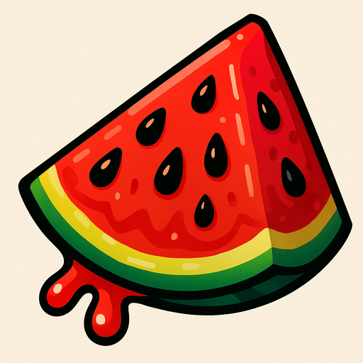 watermelon slice juicy.
In-Game asset.  2d.  High contrast.  No shadows