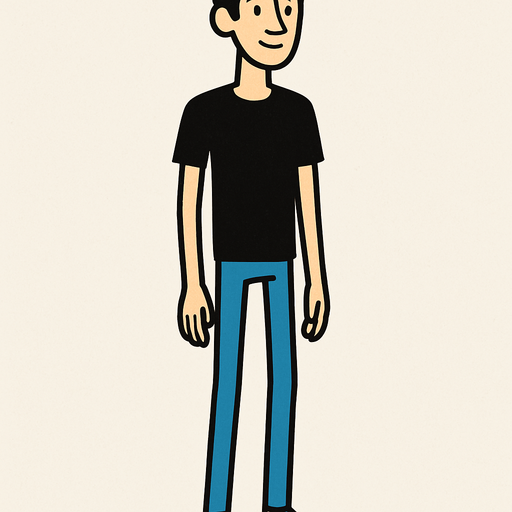 Siyah saçlı,zayıf,uzun boylu bir erkek genç.
In-Game asset.  2d.  High contrast.  No shadows