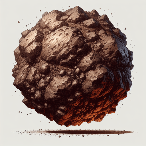a giant meteor.
Single Game Texture. In-Game asset. 2d. Blank background. High contrast. No shadows.