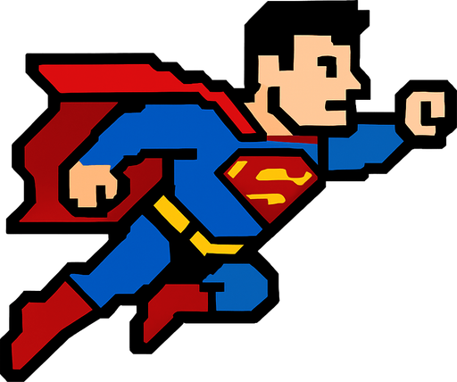 Superman 2d game.
In-Game asset.  2d.  High contrast.  No shadows