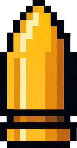 pixel art bullet.
In-Game asset.  2d.  High contrast.  No shadows