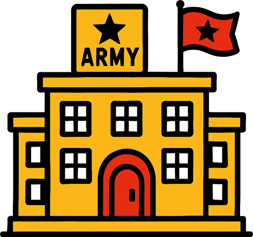 Army building.
In-Game asset.  2d.  High contrast.  No shadows