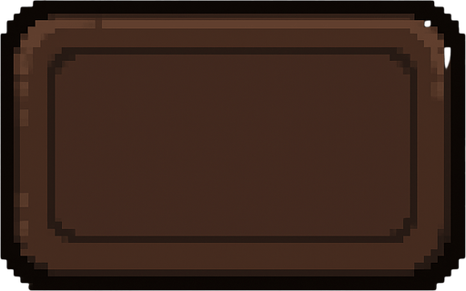 Menu button. Pixel art dark brown..
In-Game asset.  2d.  High contrast.  No shadows No writing inside
