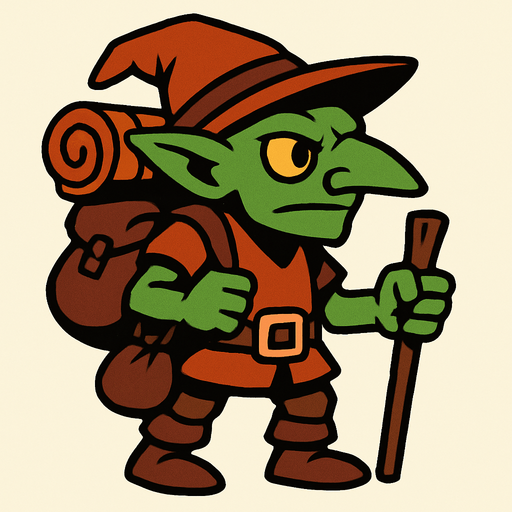 gezgin goblin.
In-Game asset.  2d.  High contrast.  No shadows