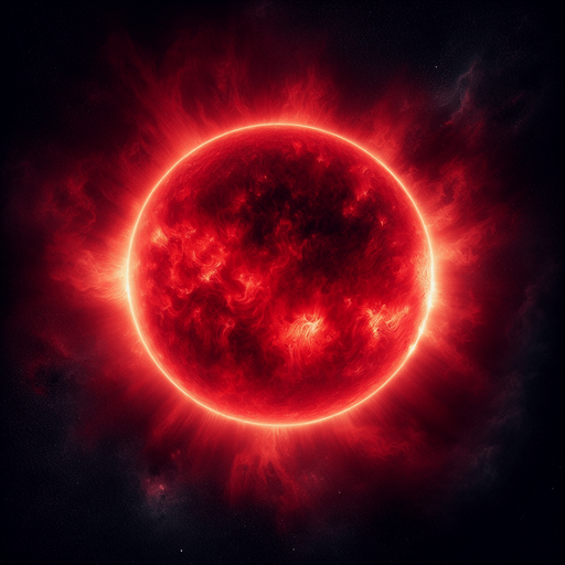 close up of a giant red star.
black background