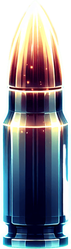 glowing bullet.
Single Game Texture.  In-Game asset.  2d.  Blank background.  High contrast.  No shadows