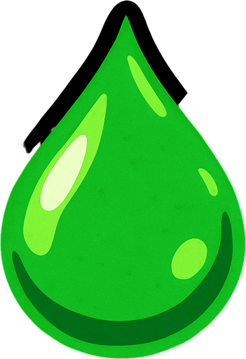 зеленая капля.
In-Game asset.  2d.  High contrast.  No shadows