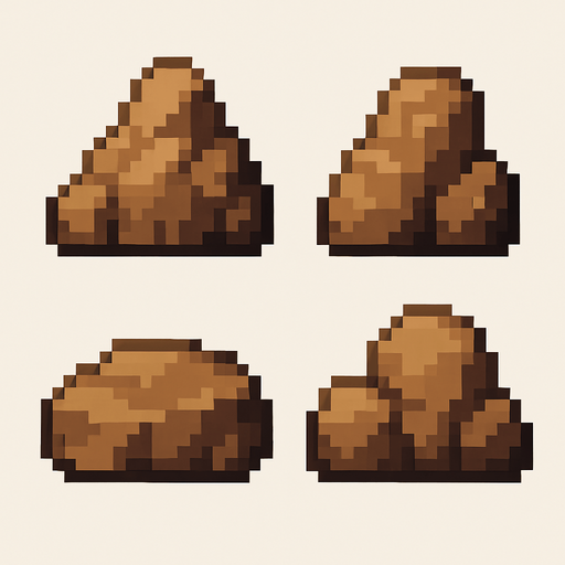 Generame rocas pixelar.
In-Game asset.  2d.  High contrast.  No shadows