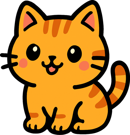Cute cat.
In-Game asset.  2d.  High contrast.  No shadows