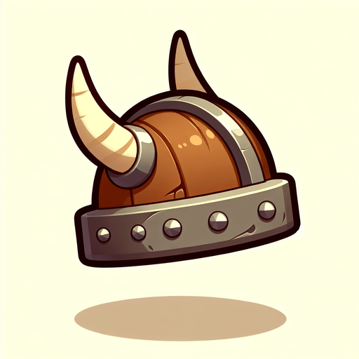 A horned Viking cap. Side profile. Cartoon..
Single Game Texture.  In-Game asset.  2d.  Blank background.  High contrast.  No shadows