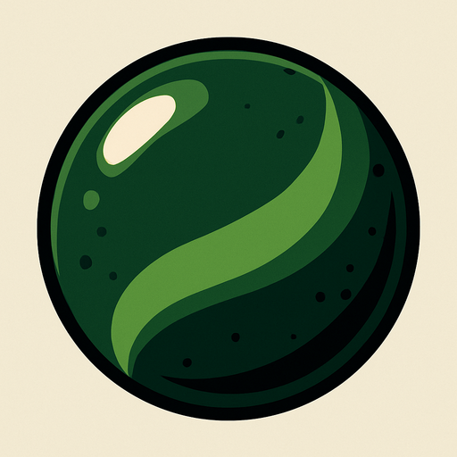 Koyu yeşil bilye.
In-Game asset.  2d.  High contrast.  No shadows