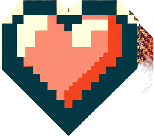 Heart icon 
Retro game.
Single Game Texture. In-Game asset. 2d. Blank background. High contrast. No shadows.
