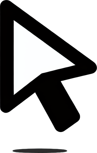 Simple white arrow pointing up. Mouse cursor like. Black outline. No shadow