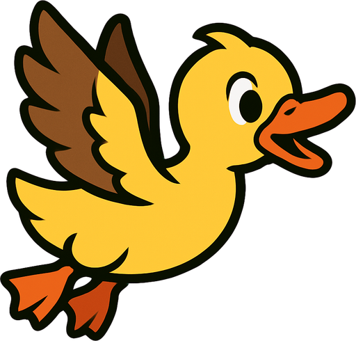 cartoon duck fly style.
In-Game asset.  2d.  High contrast.  No shadows