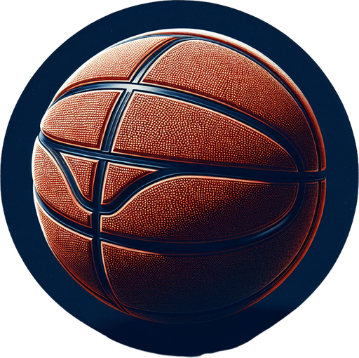 A Basketball.
Single Game Texture.  In-Game asset.  2d.  Blank background.  High contrast.  No shadows