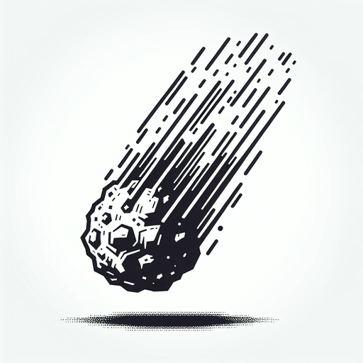 Asteroid, falling Single Game Texture. In-Game asset. 2d. Blank background. High contrast. No shadows.