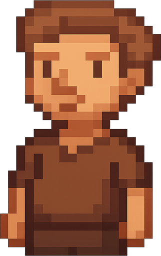 pixelart, man, half, villager. No background. Transparent background. Blank background. No shadows. 2d. In-Game asset. flat