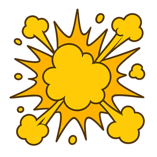 disney image style yellow explosion.
In-Game asset.  2d.  High contrast.  No shadows