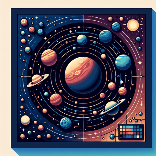 Le système solaire..
Single Game Texture. In-Game asset. 2d. Blank background. High contrast. No shadows.