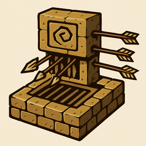 Ancient trap able to dispense arrows to PS it’s target.
In-Game asset.  2d.  High contrast.  No shadows