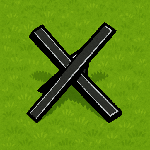 kuş bakışı açısından yeşil çimen üzerinde tanksavar çelik çapraz demir.
In-Game asset.  2d.  High contrast.  No shadows