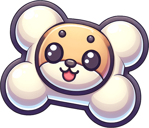 a cute looking dog toy shaped like a bone..
Single Game Texture. In-Game asset. 2d. Blank background. High contrast. No shadows.