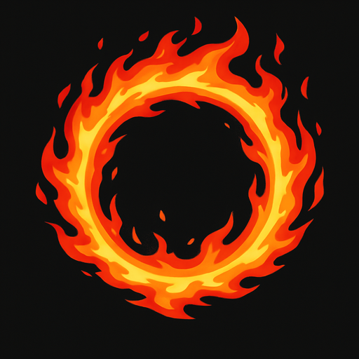 circular fire energy ball.
In-Game asset.  2d.  High contrast.  No shadows