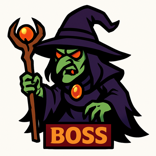 cadı boss.
In-Game asset.  2d.  High contrast.  No shadows