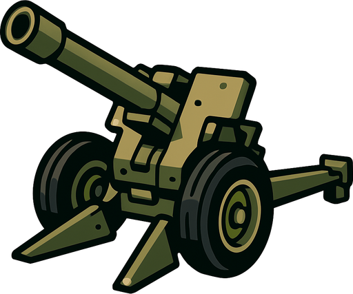 create artillery.
In-Game asset.  2d.  High contrast.  No shadows