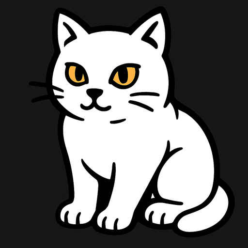 White cat.
In-Game asset.  2d.  High contrast.  No shadows