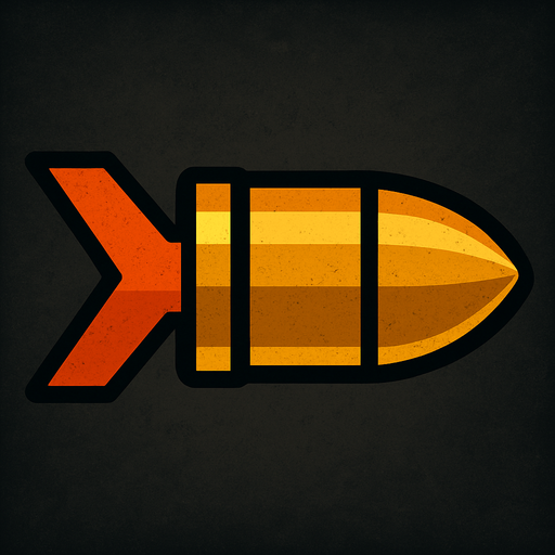 Left arrow picture but like bullet  ( tank bullet).
In-Game asset.  2d.  High contrast.  No shadows. High contrast