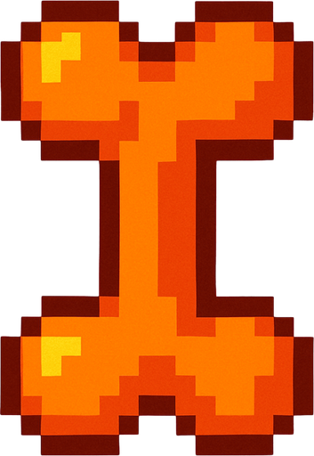 Turuncu piksel kemik.
In-Game asset.  2d.  High contrast.  No shadows