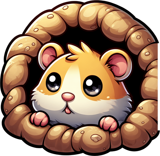 curious hamster emerge from the cozy burrow background. Play the “Hit the Hamster” game.
Single Game Texture. In-Game asset. 2d. Blank background. High contrast. No shadows.