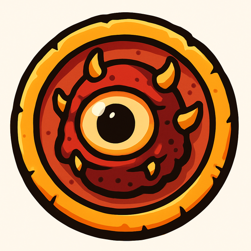 Moneda ojo monstruo.
In-Game asset.  2d.  High contrast.  No shadows