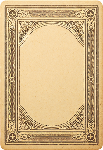The face of a card. The card center is blank, with a antique cream background. The card is framed with an ornate design..
Single Game Texture. In-Game asset. 2d. Blank background. High contrast. No shadows.