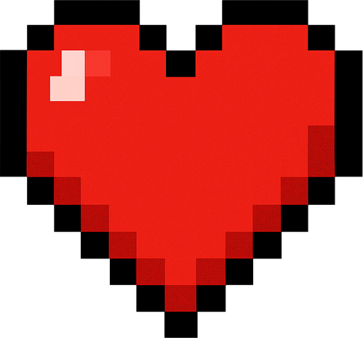 pixel heart.
In-Game asset.  2d.  High contrast.  No shadows