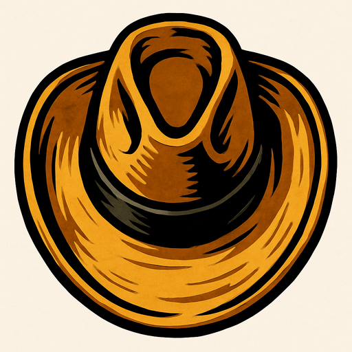 A cowboy hat from top.
In-Game asset.  2d.  High contrast.  No shadows