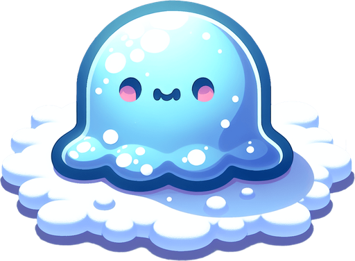 Un slime RPG nevado con estilo suave y simple.
Single Game Texture.  In-Game asset.  2d.  Blank background.  High contrast.  No shadows