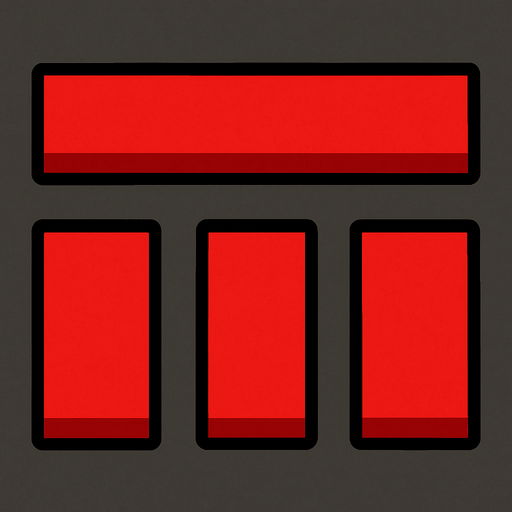 long quadrilateral simple red blocks.
In-Game asset.  2d.  High contrast.  No shadows