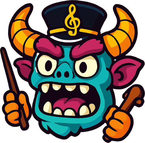 Music maestro monster head . 3d..
In-Game asset.  High contrast.  No shadows