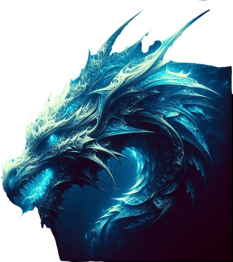 blue lighting dragon head.
Single Game Texture.  In-Game asset.  2d.  Blank background.  High contrast.  No shadows