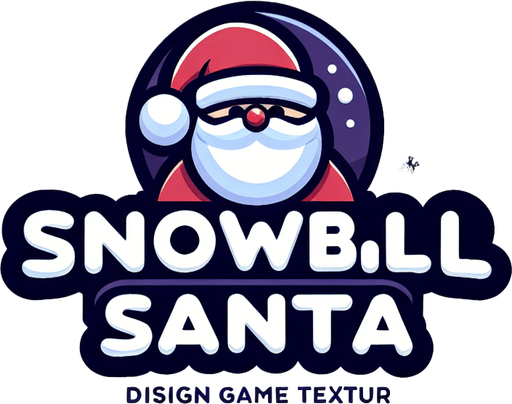 a logo for the game "Snowball santa" with the text "Snowball Santa".
Single Game Texture. In-Game asset. 2d. Blank background. High contrast. No shadows.