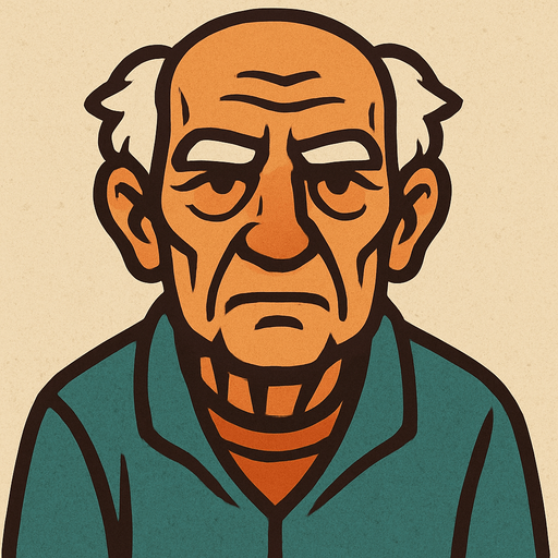 old person.
In-Game asset.  2d.  High contrast.  No shadows