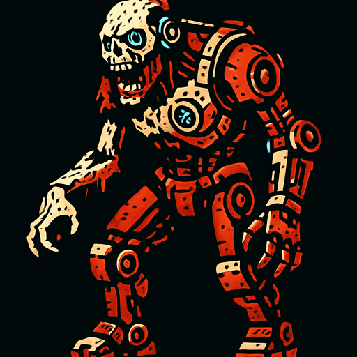 MACHINE ZOMBIE.
In-Game asset.  2d.  High contrast.  No shadows