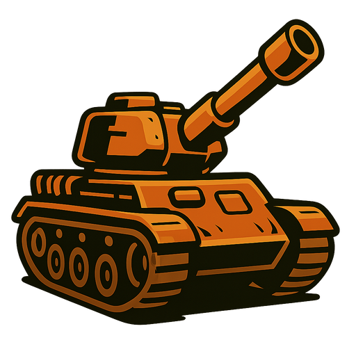 Military Tank with gun facing up.
In-Game asset.  2d.  High contrast.  No shadows