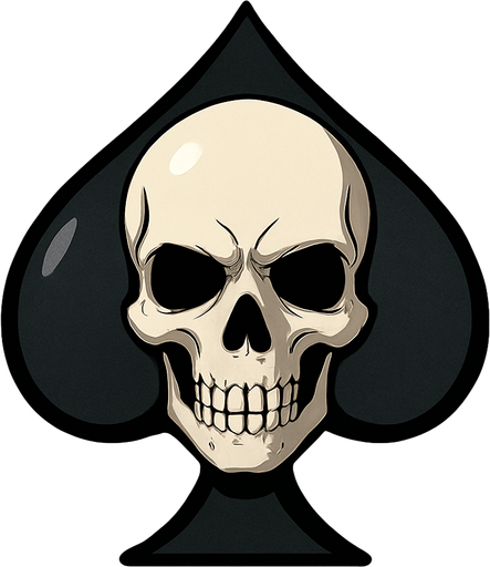 Just the spade with a skull in the center of it. Anime style.